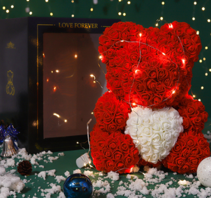 Valentinstag Geschenk Rose Bär Ewige Blume Rose Teddybär PE Schaum Bär 25cm Valentinstag