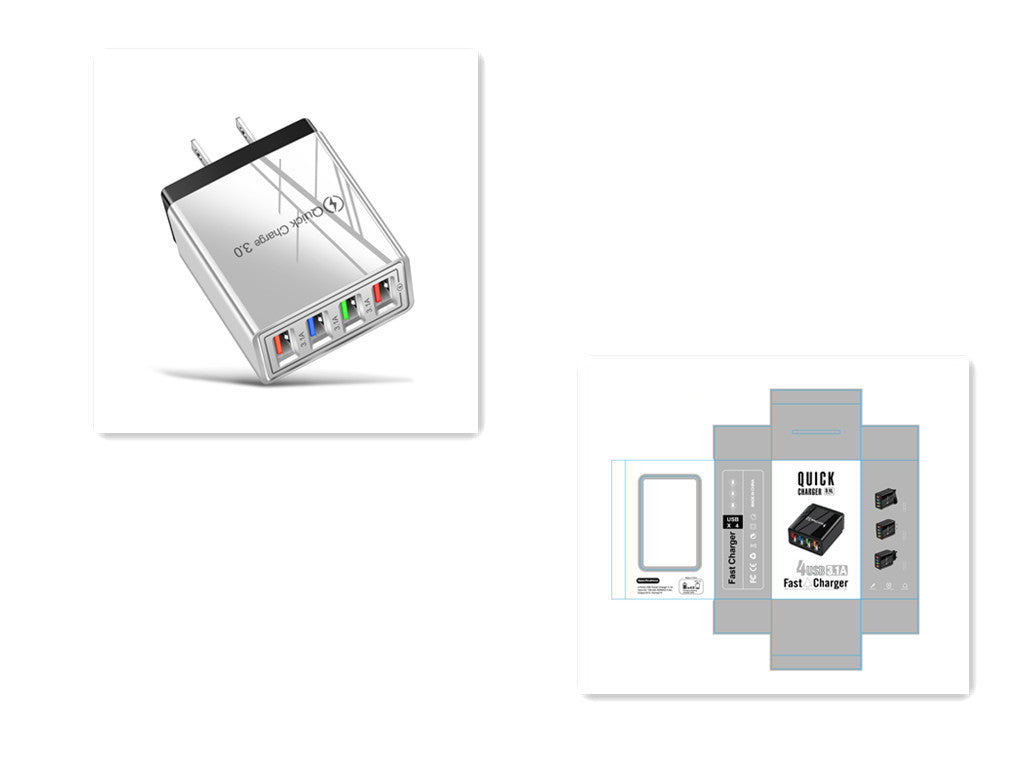 USB-Ladegerät Quick Charge 3.0 4 Telefonadapter für Tablet Tragbares mobiles Wandladegerät Schnellladegerät