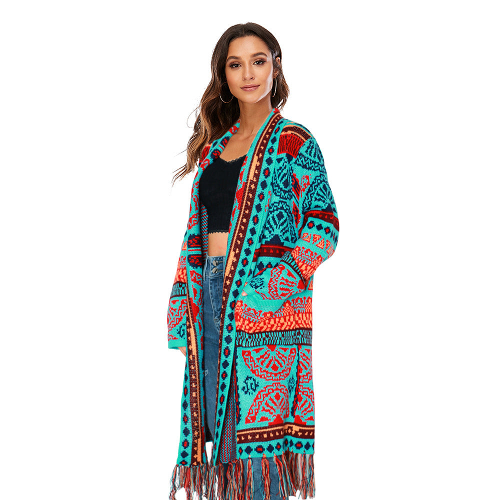 Ethnischer Fransencardigan