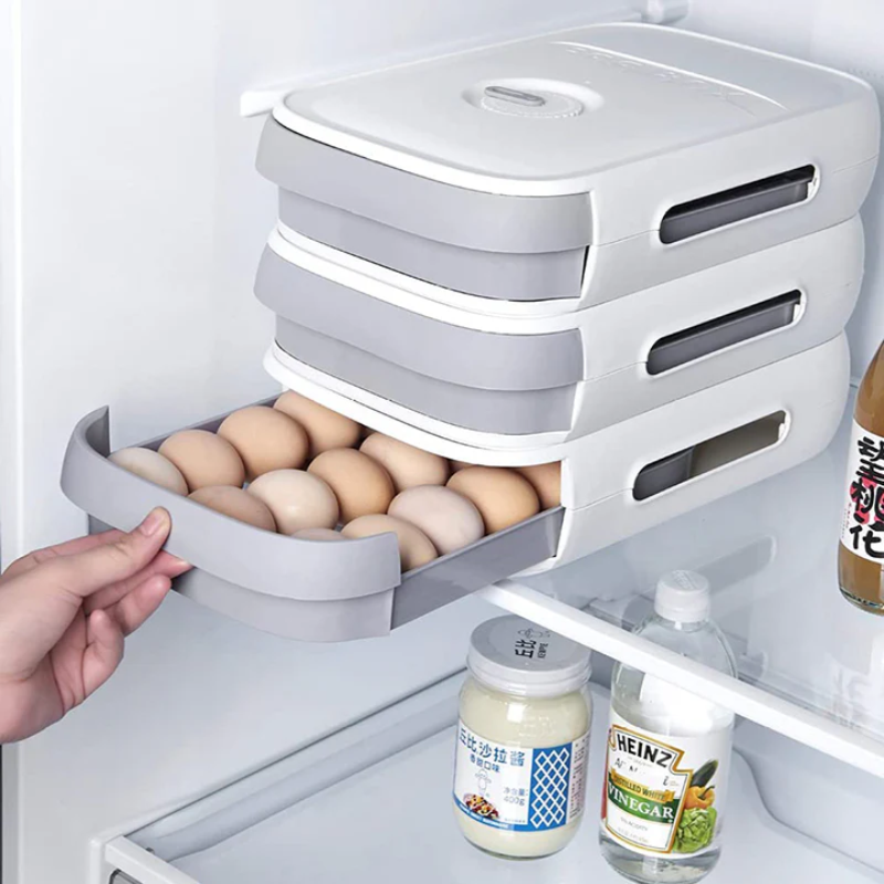 Stapelbare Eier Aufbewahrungsbox – Platzsparender Eierspender für Kühlschrank