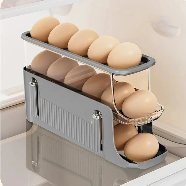 Eierlagerbox Automatischer Scroll-Ei-Halter Eierlagerregal