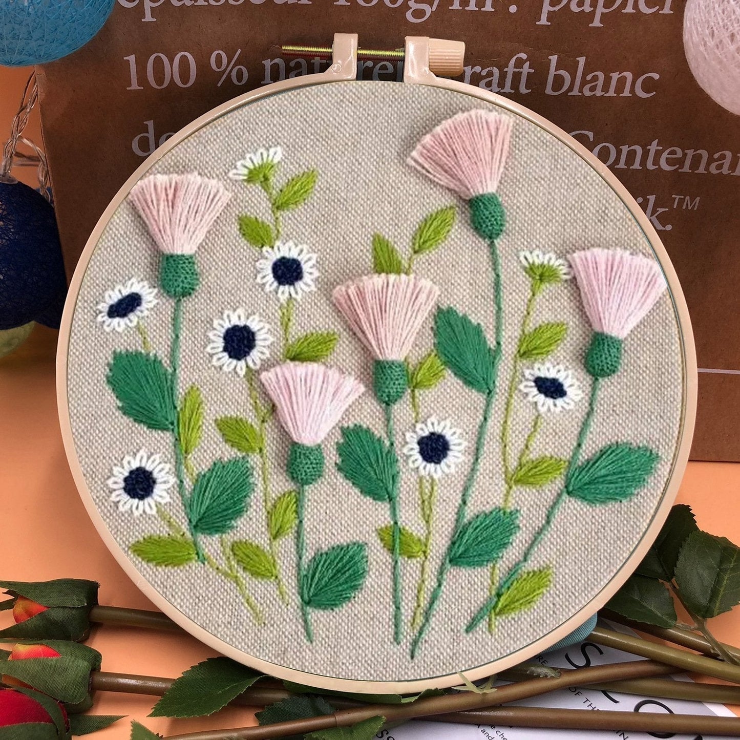 Perfektes Geschenk - Stickrahmen Blumen-Kit für Anfänger