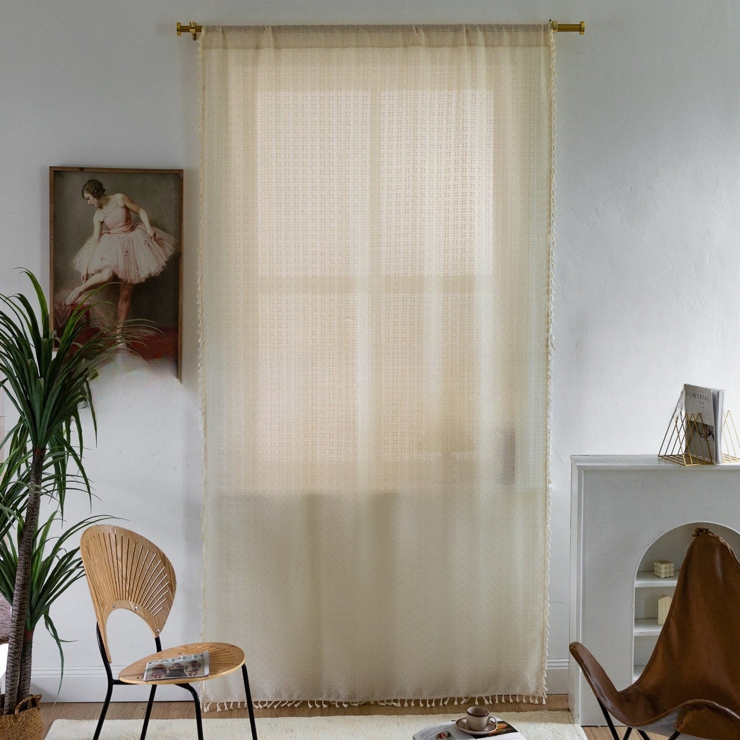 Jacquard-Vorhänge mit Fransen, Leicht und Elegant für Wohnzimmer