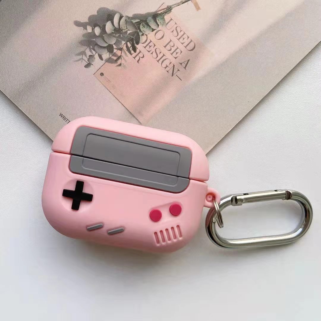 Kompatibel mit Apple, Silikon-Schutzhülle für Airpods-Hülle, kompatibel mit Airpods Pro-Hülle, Hülle im klassischen Game-Player-Design mit Schlüsselanhänger