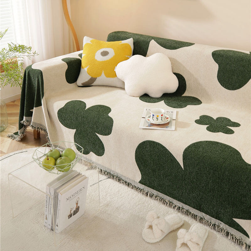 Kleeblattmusterdecke Chenille Große Sofabezug