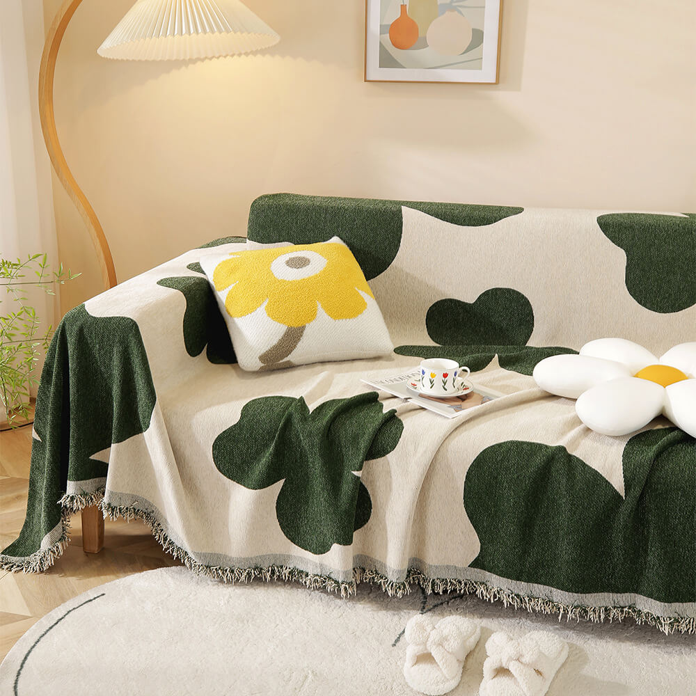 Kleeblattmusterdecke Chenille Große Sofabezug