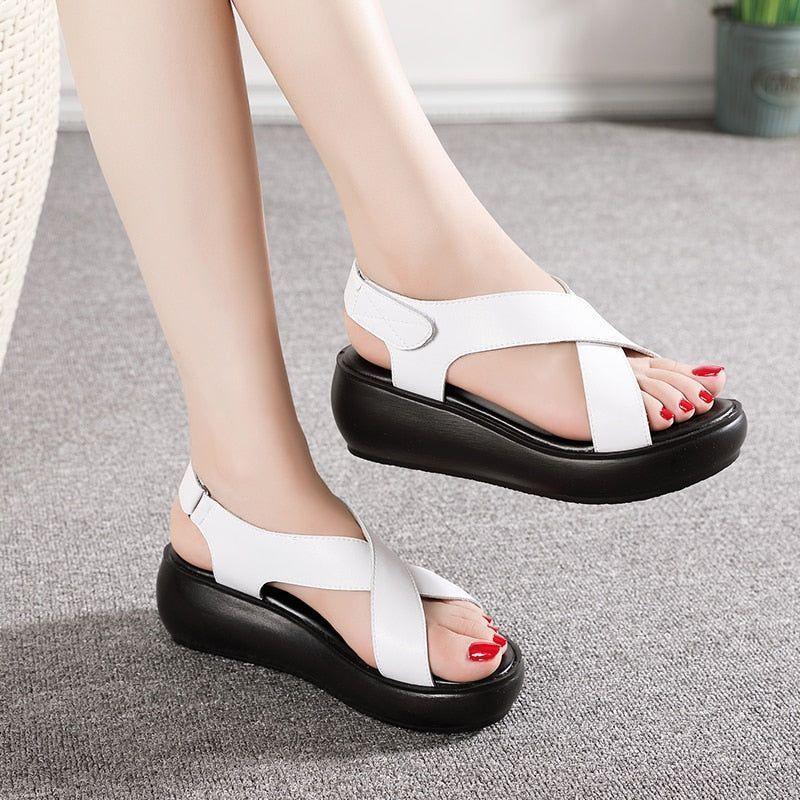 Gladiator Damen Freizeitschuh Leder Plattform Sandale