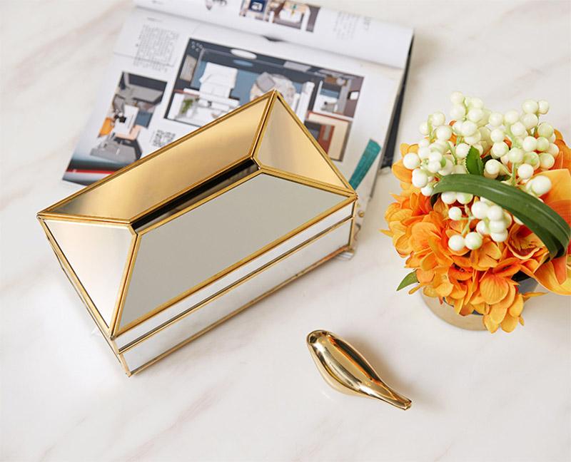 Elegance Nordic Gold Lining Glas Taschentuchbox