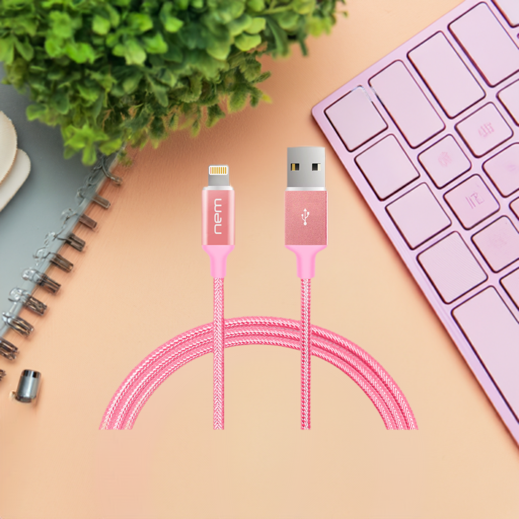 Apple MFi-zertifiziert Nylon-geflecht Lightning-Kabel 4Fu. RoseG