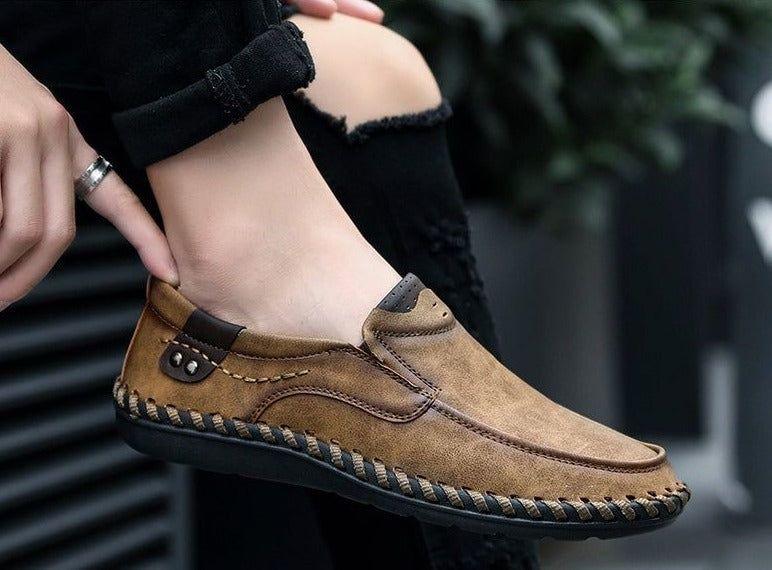 Handgefertigte Leder Herren Freizeitschuhe Mode Slipper