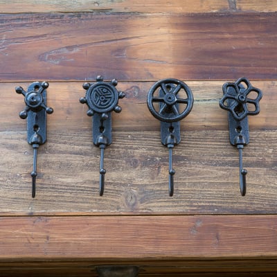 Gusseisen Wasserhahn Haken Set von 4