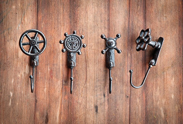 Gusseisen Wasserhahn Haken Set von 4