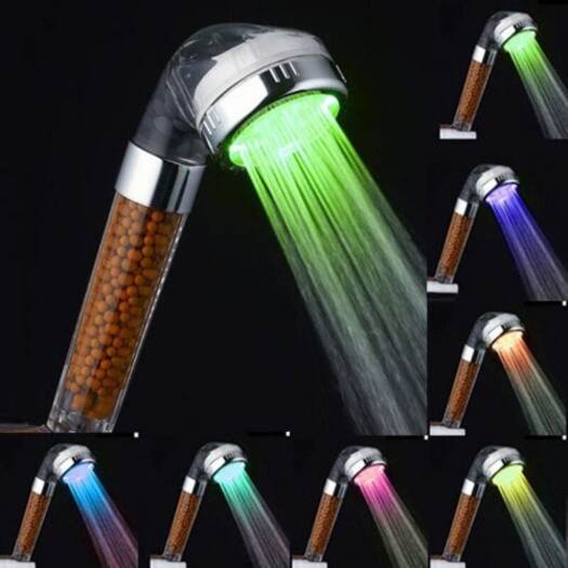Duschköpfe & Kombinationen Led 7 Farben wechselnder Anion Duschkopf Silber