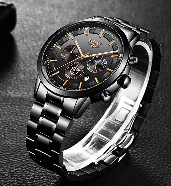 VanguardTime | Militär Schwarz Stahl Uhr - Elegant und stilvoll