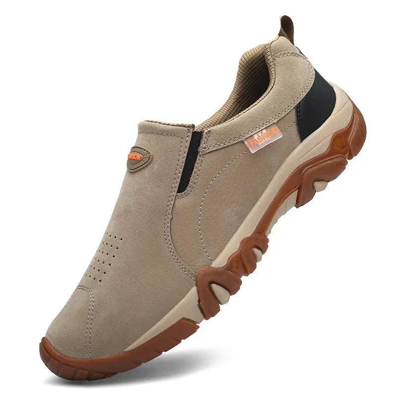 Schlappen Schwarz Atmungsaktives Leder Herren Freizeit Schuhe Sneaker