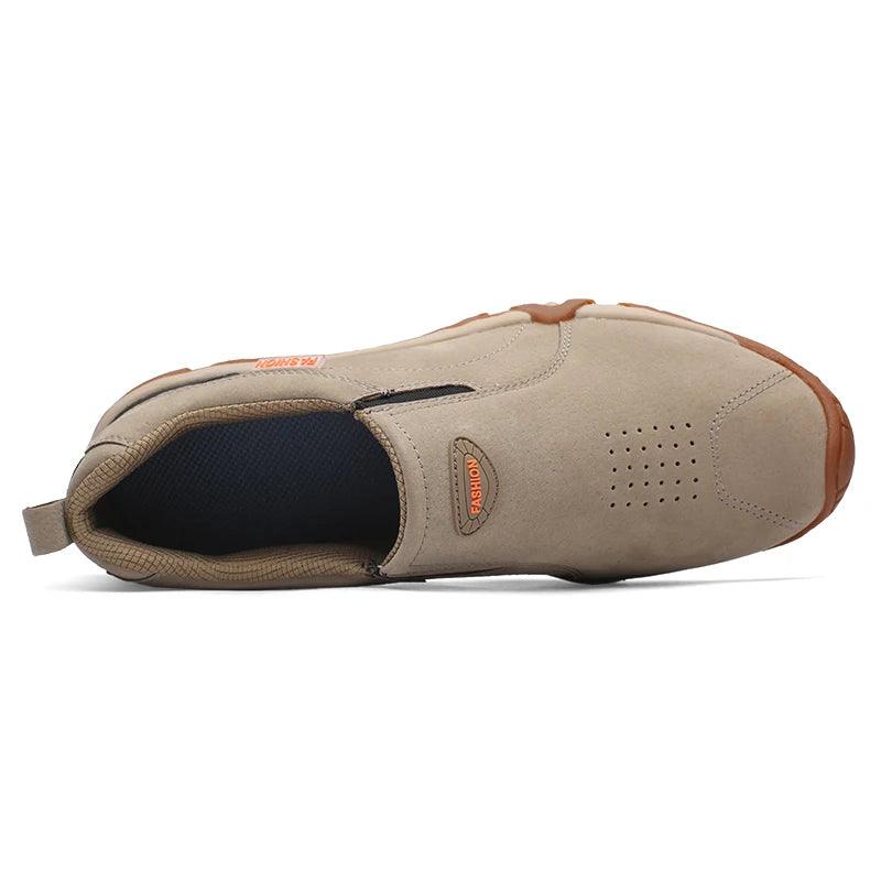 Schlappen Schwarz Atmungsaktives Leder Herren Freizeit Schuhe Sneaker