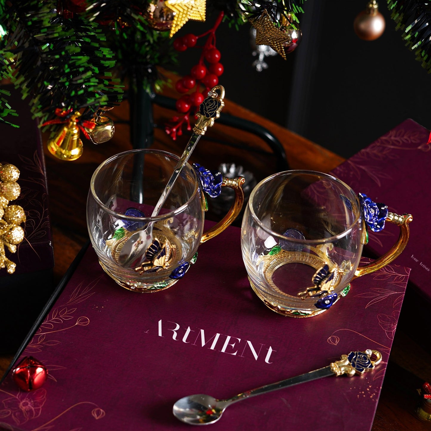 Luxus Kristallparadies Glas Becher (Mit Löffel) Geschenkbox