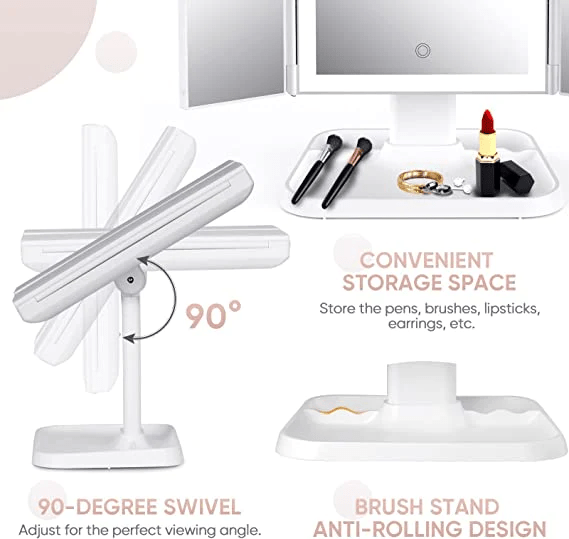Trifold Mirror - LED-Make-upspiegel mit dreifarbiger Beleuchtung