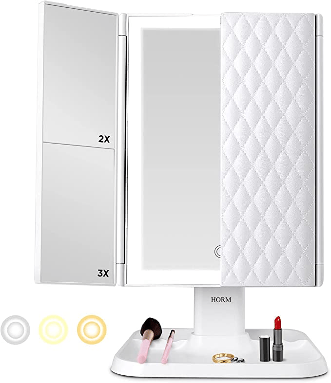 Trifold Mirror - LED-Make-upspiegel mit dreifarbiger Beleuchtung