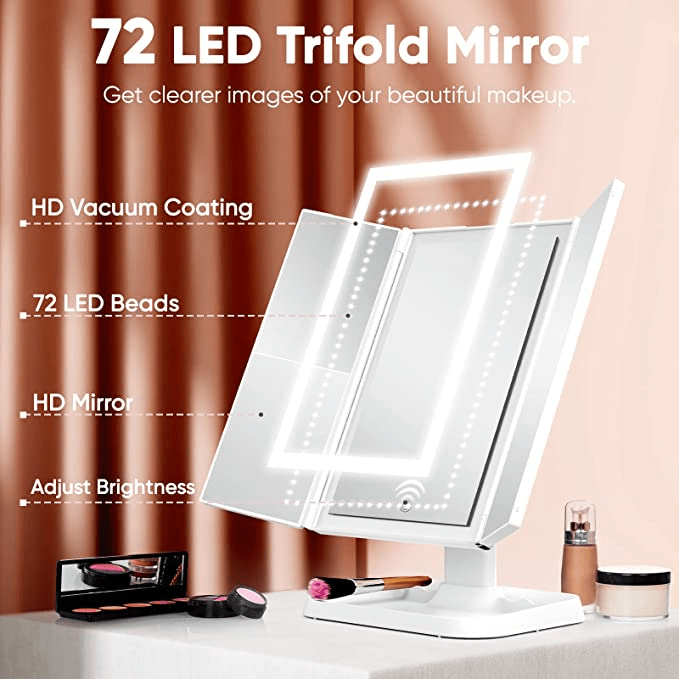 Trifold Mirror - LED-Make-upspiegel mit dreifarbiger Beleuchtung