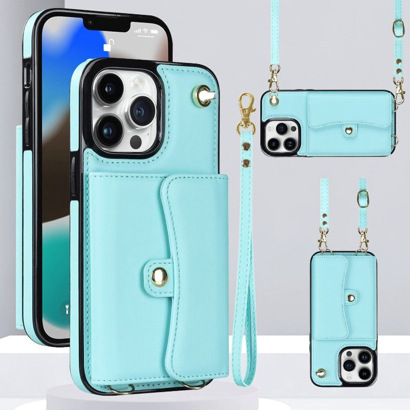 Leren schoudertas met draagtas en koord voor iPhone