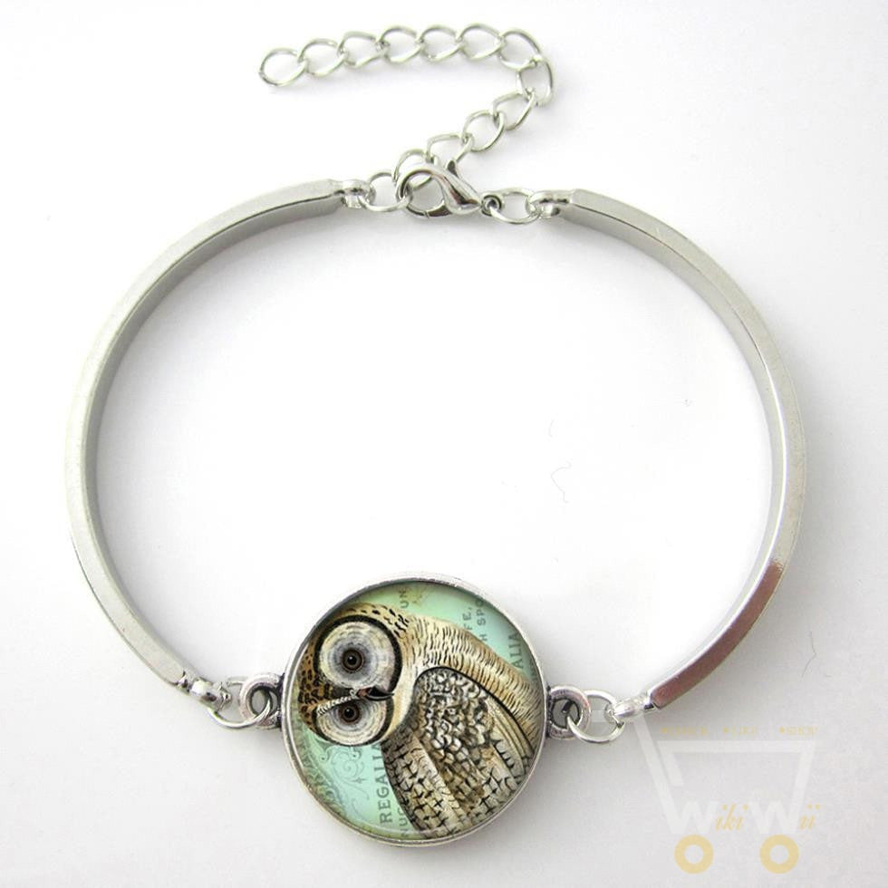 Eulen Kunst Foto Armband antik (silber / gold / bronze) plattiert
