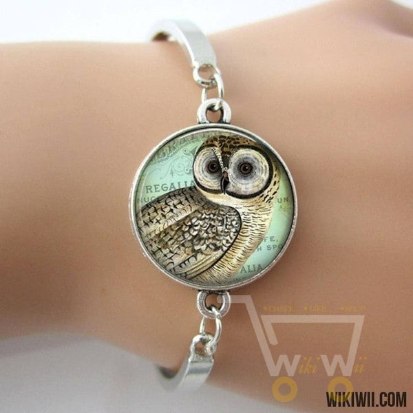 Eulen Kunst Foto Armband antik (silber / gold / bronze) plattiert