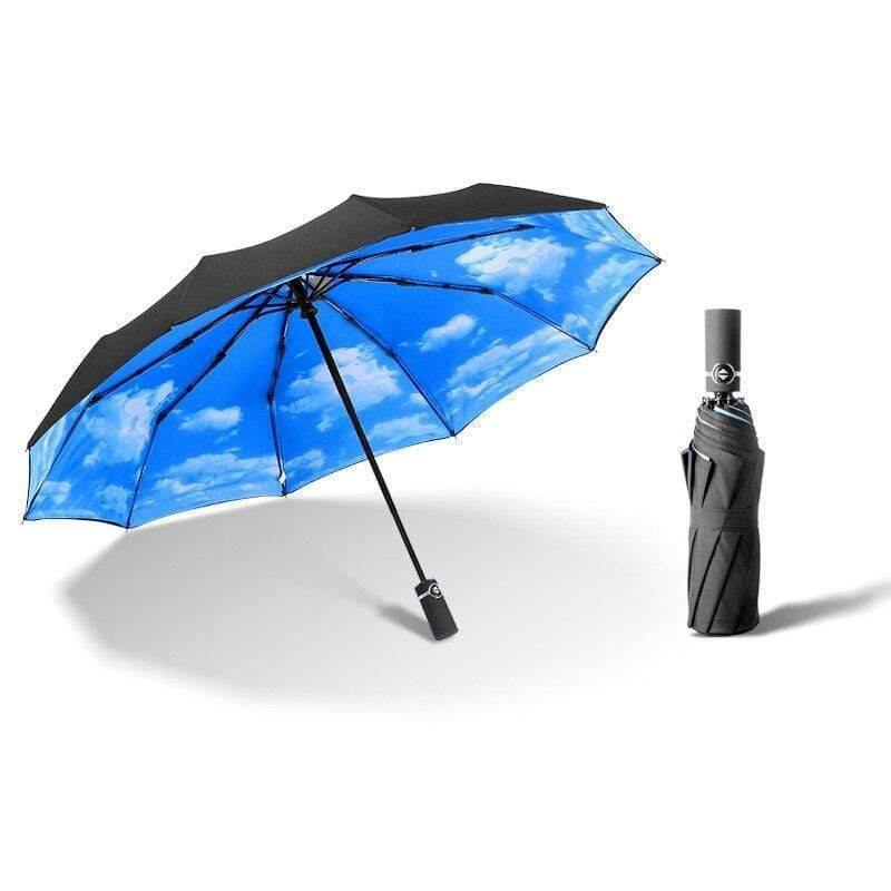 Luxus Winddicht Faltender Automatischer Blau Himmel&Weiße Wolken Regenschirm Für Frauen Männer UV Auto Sonnen Regen Regenschirm Damen YD063