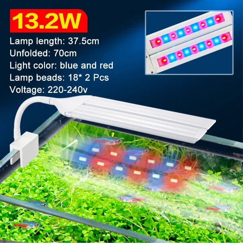 Superhelle Clip Lampe LED Aquarium Licht für Aquarienpflanzen Wuchs Fischtank Vollspektrum Timing Lampe 220-240V 30~70CM 4W 8W 13W