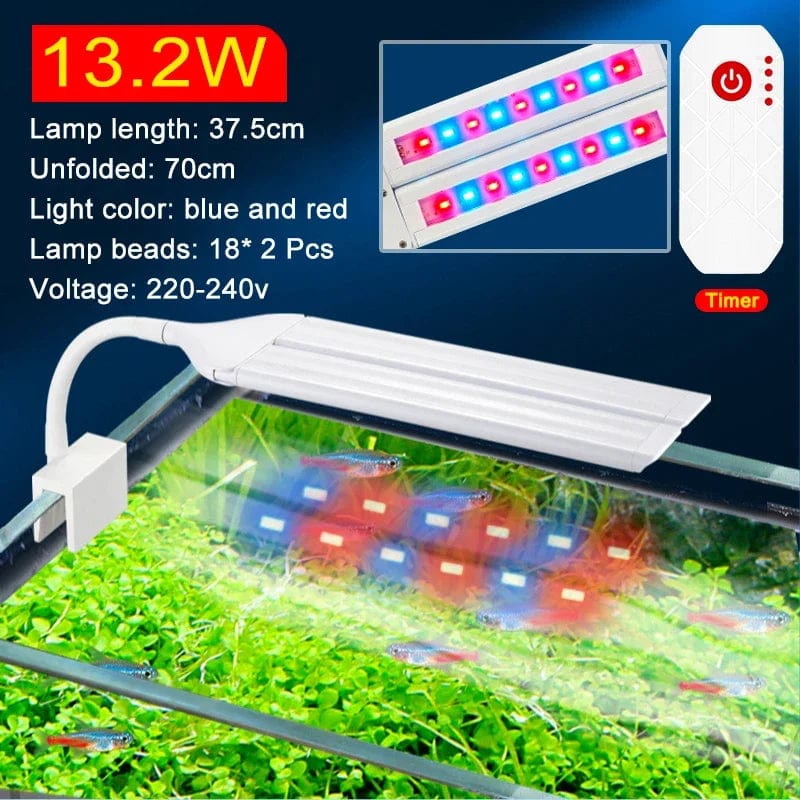 Superhelle Clip Lampe LED Aquarium Licht für Aquarienpflanzen Wuchs Fischtank Vollspektrum Timing Lampe 220-240V 30~70CM 4W 8W 13W