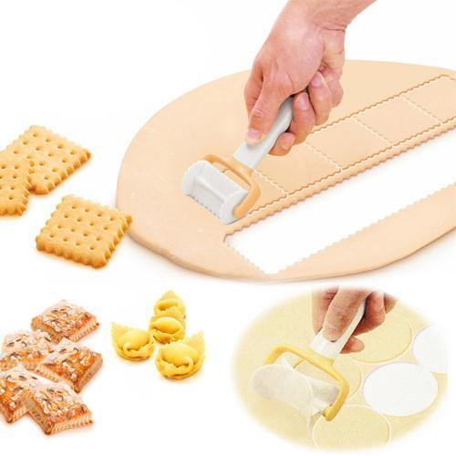 3Stk/Set Rollende Keks Ravioli Schneider Küchengeräte Rollender Gezackter Kreis Schneider Rollender Quadratischer Schneider