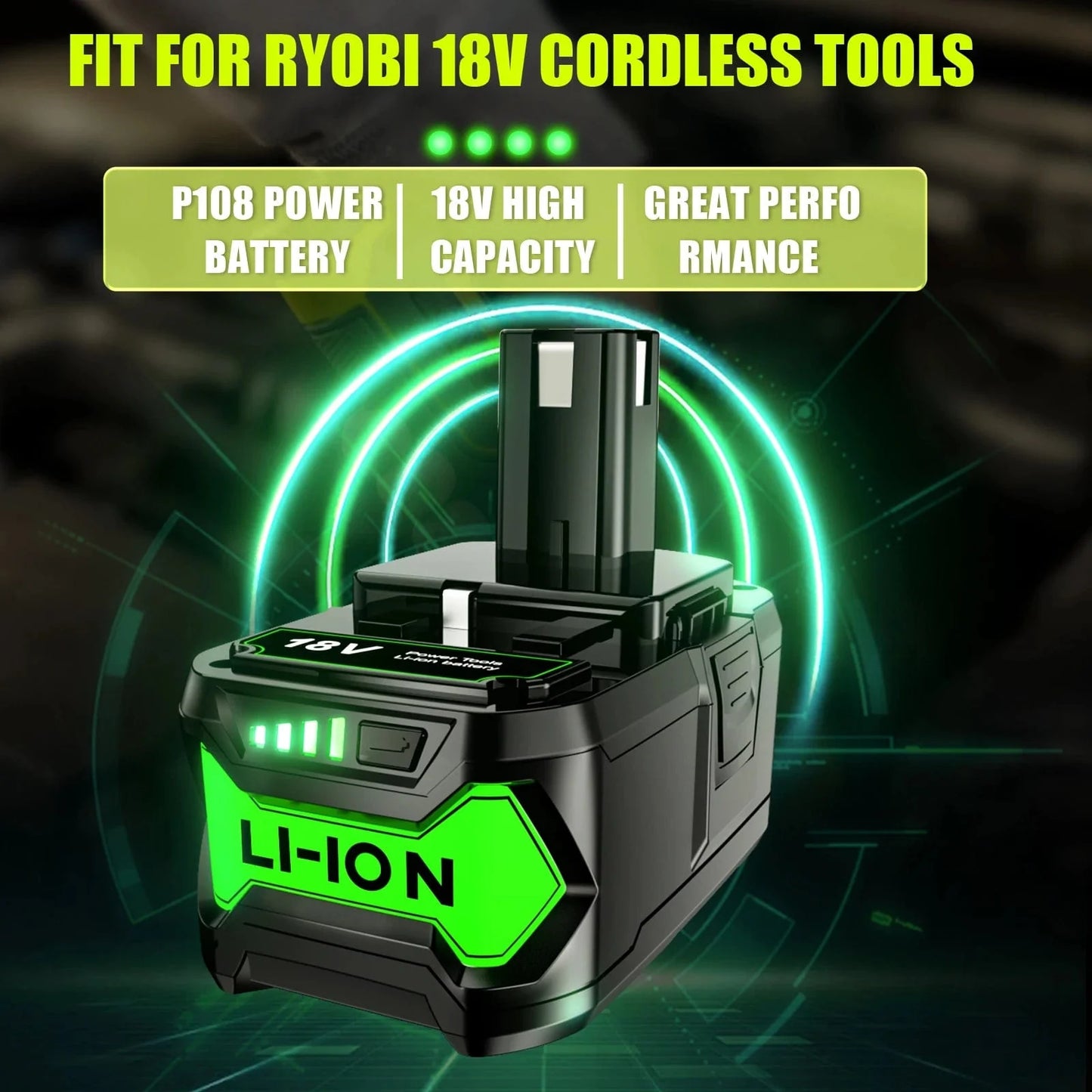 6Ah für RYOBI P108 18V One+ Plus Batterie 18 Volt Lithium-Ionen Elektrowerkzeuge P104 P107 RB18L50 RB18L20 P108