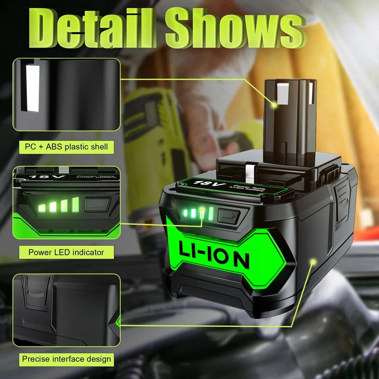 6Ah für RYOBI P108 18V One+ Plus Batterie 18 Volt Lithium-Ionen Elektrowerkzeuge P104 P107 RB18L50 RB18L20 P108