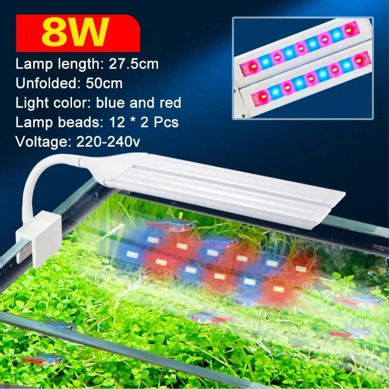 Superhelle Clip Lampe LED Aquarium Licht für Aquarienpflanzen Wuchs Fischtank Vollspektrum Timing Lampe 220-240V 30~70CM 4W 8W 13W