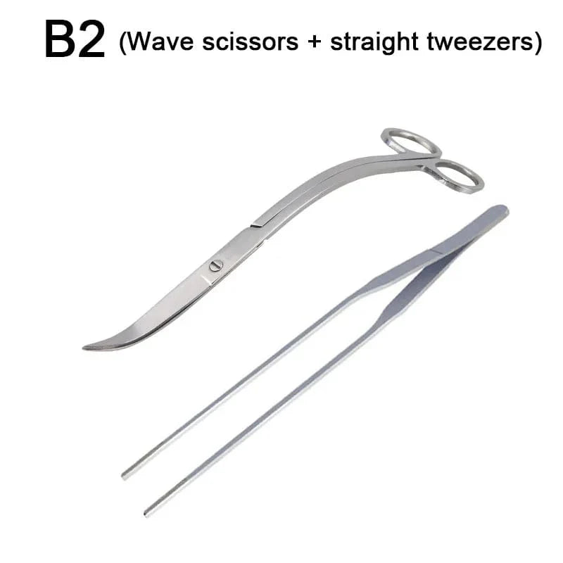 Aquarium Werkzeuge Set Schere Pinzette Pflanzen Wellenzange Gras Edelstahl Reinigungswerkzeuge Fischtank Schaufeln Aquarium Zubehör