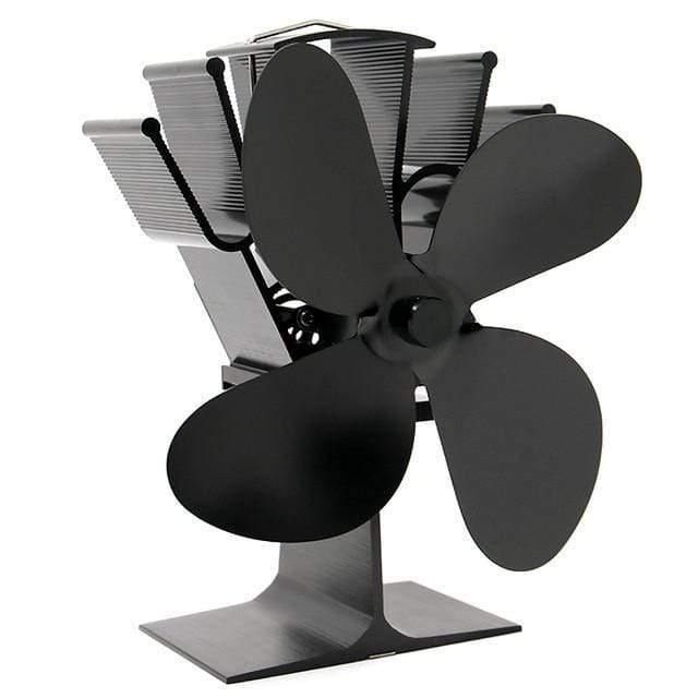 Schwarzer Ofenventilator 4-Flügel-Kaminventilator wärmebetrieben Kamin Holzofen ökologischer Ventilator freundlich leise Zuhause effiziente Wärmeverteilung