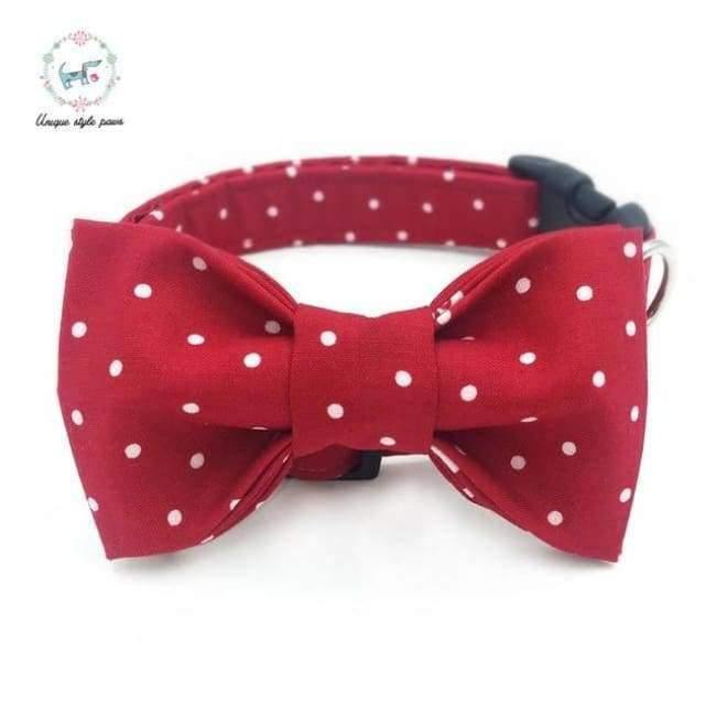 Rot und Weiß gepunktetes Hundehalsband-Set mit Blume oder Fliege personalisiertes benutzerdefiniertes Haustierdesignprodukt Hund- und Katzenhalskette XS-XL