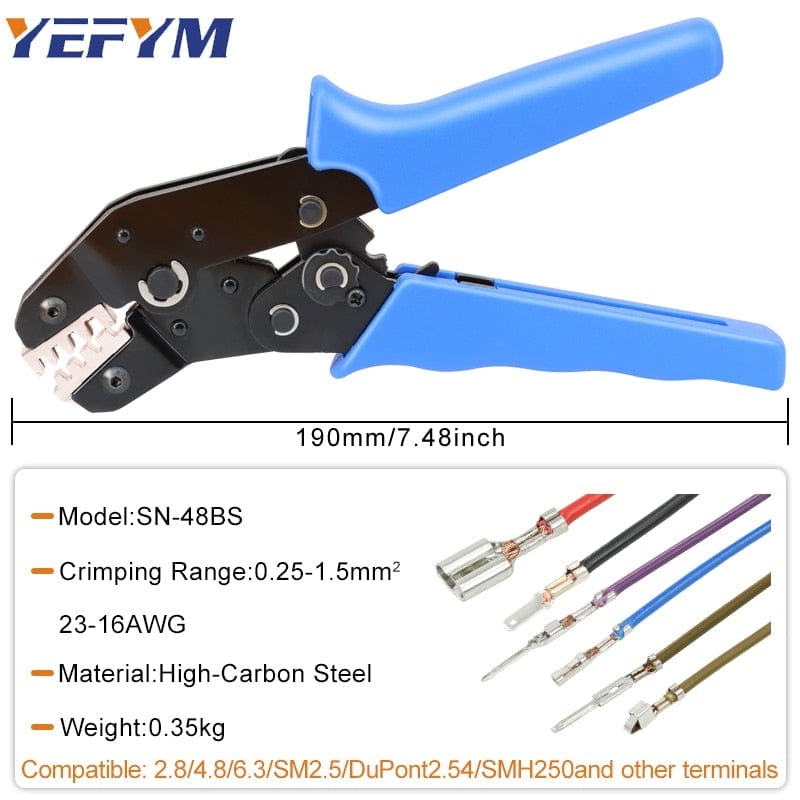 Crimping tool SN-48BS/2549 for Tab 2.8 4.8 6.3 XH2.54 SM2.5 DuPont2.54 connections Auto plug cable electrician tool set