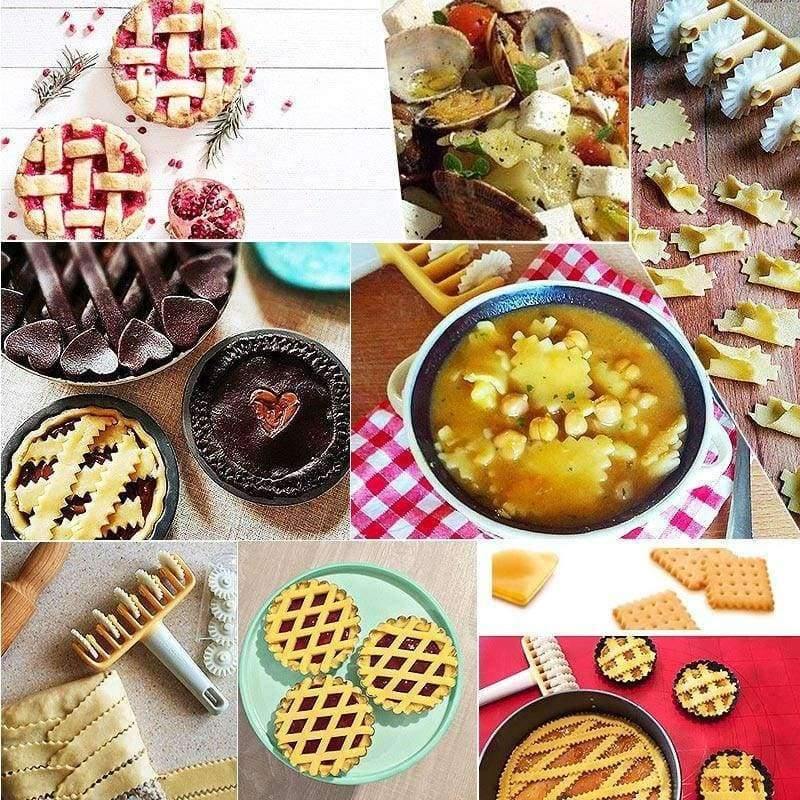 37pcs/Set Küchenbackwerkzeug Fondant Band Schneider, 4 verschiedene Zahnräder Prägegerät Set Nudel Teigschneider Backwerkzeuge für Kuchen