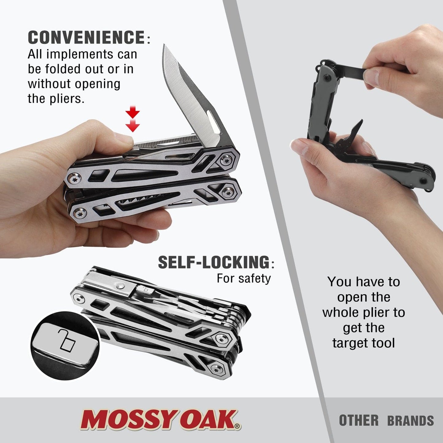 MOSSY OAK 21 in 1 Multi Tool Pliers Wire Cutter Folding Pliers Outdoor Camping Multitool Portable Folding Pocket Pliers
