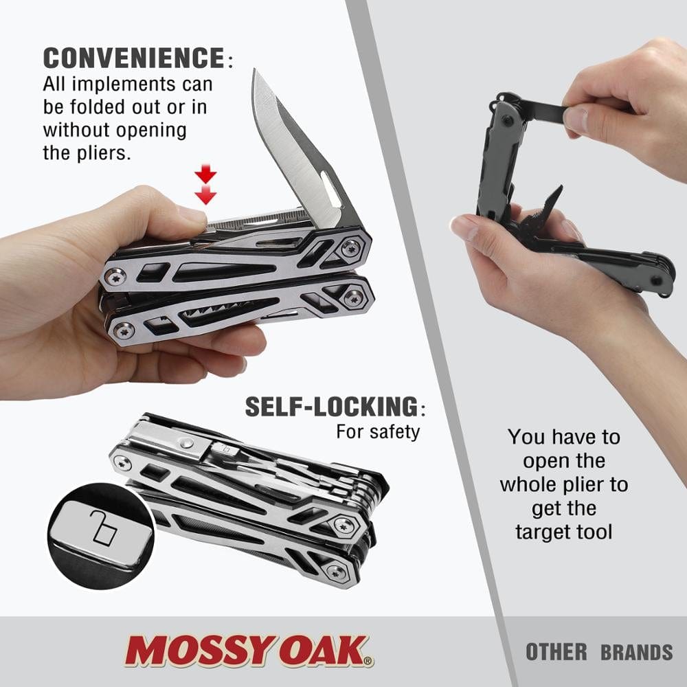 MOSSY OAK 21 in 1 Multi Tool Pliers Wire Cutter Folding Pliers Outdoor Camping Multitool Portable Folding Pocket Pliers