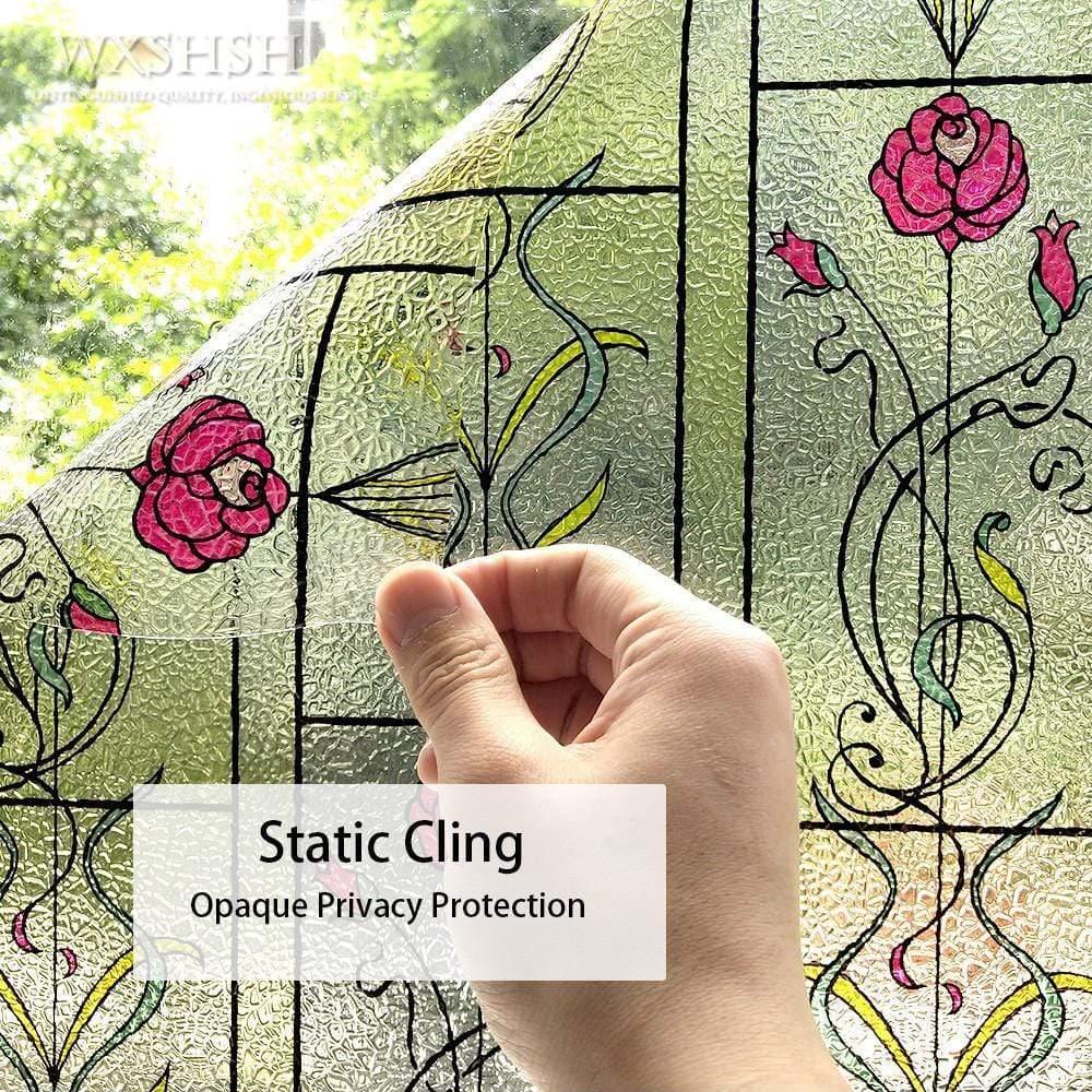 Multi-Size Sichtschutzfensterfolie, Statik-Klebe-Fensterglas-Tönung, Anti-UV-Solarfolie, Vinyl-Hitzeschutzglasabdeckungen (Rose)