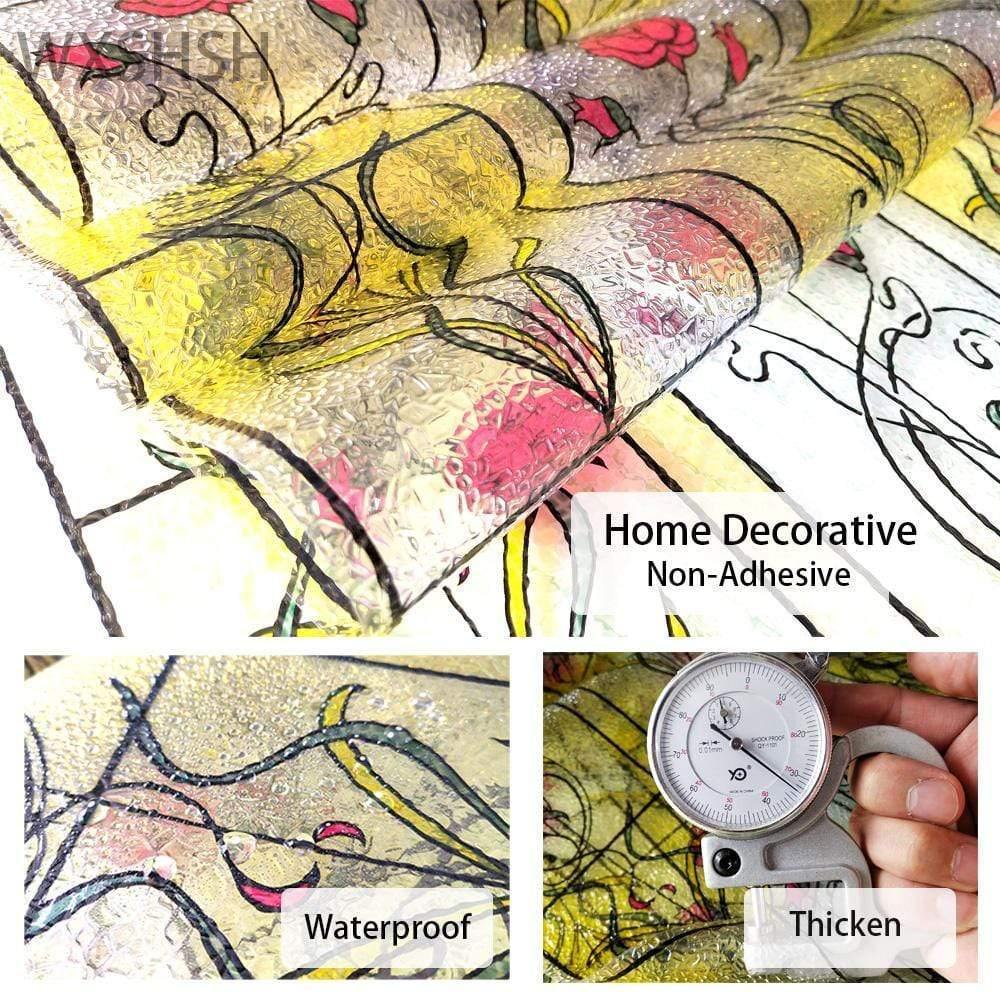 Multi-Size Sichtschutzfensterfolie, Statik-Klebe-Fensterglas-Tönung, Anti-UV-Solarfolie, Vinyl-Hitzeschutzglasabdeckungen (Rose)