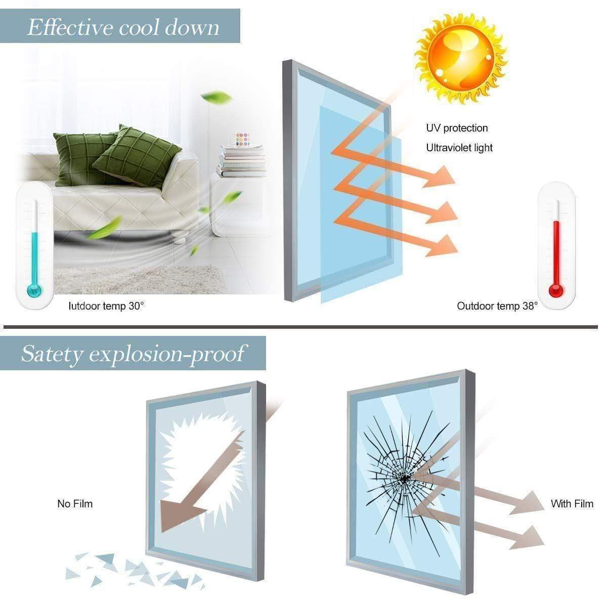 Multi-Size Sichtschutzfensterfolie, Statik-Klebe-Fensterglas-Tönung, Anti-UV-Solarfolie, Vinyl-Hitzeschutzglasabdeckungen (Rose)