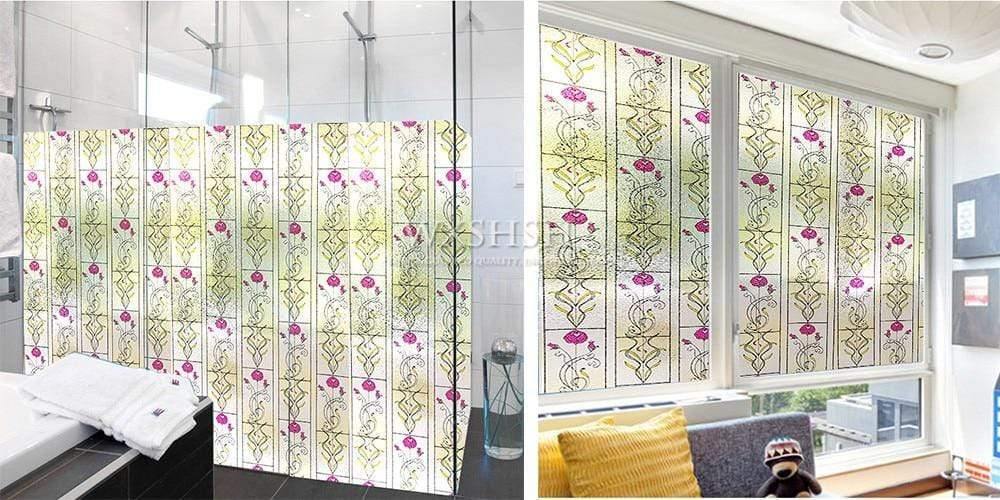 Multi-Size Sichtschutzfensterfolie, Statik-Klebe-Fensterglas-Tönung, Anti-UV-Solarfolie, Vinyl-Hitzeschutzglasabdeckungen (Rose)
