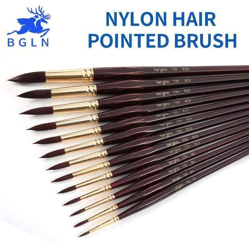 Professioneller Aquarellpinsel mit Nylonhaaren, spitz, Aquarell-, Öl-, Acrylmalpinsel für Künstler, Kunstbedarf 730
