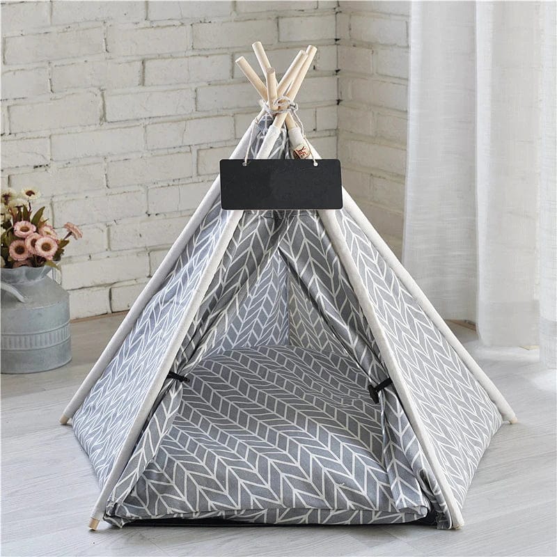 Haustier Zelt Haus Hundebett Tragbar Abnehmbar Waschbar Teepee Welpe Katze Innen Außen Zwinger Höhle mit Kissen und Schwarze Tafel