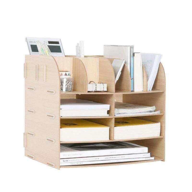 Holz Handgemachter Tischorganisator Büro Schulbedarf Schreibtischzubehör Organizer 13 Blöcke Aktenablage Buchstütze Aufbewahrungsschale