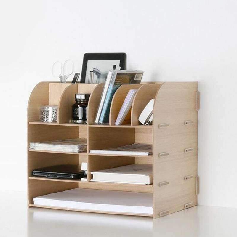 Holz Handgemachter Tischorganisator Büro Schulbedarf Schreibtischzubehör Organizer 13 Blöcke Aktenablage Buchstütze Aufbewahrungsschale