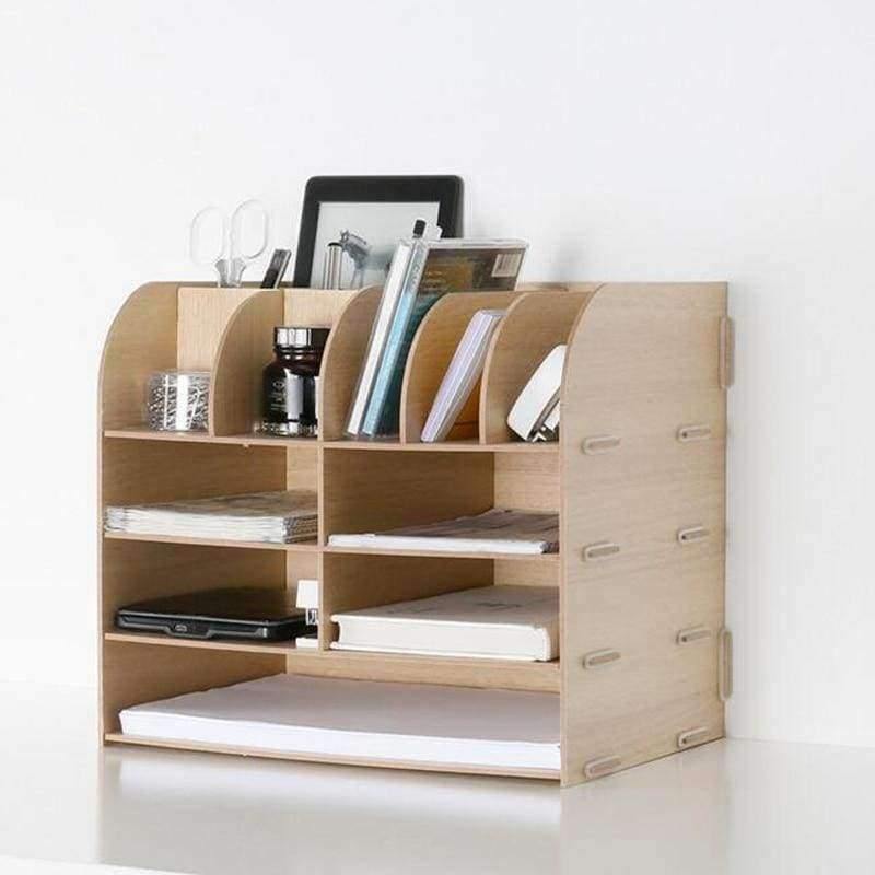 Holz Handgemachter Tischorganisator Büro Schulbedarf Schreibtischzubehör Organizer 13 Blöcke Aktenablage Buchstütze Aufbewahrungsschale